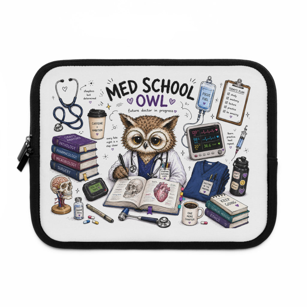 Water-resistant Laptop Sleeve | Med School Owl — Gift For Medical Students