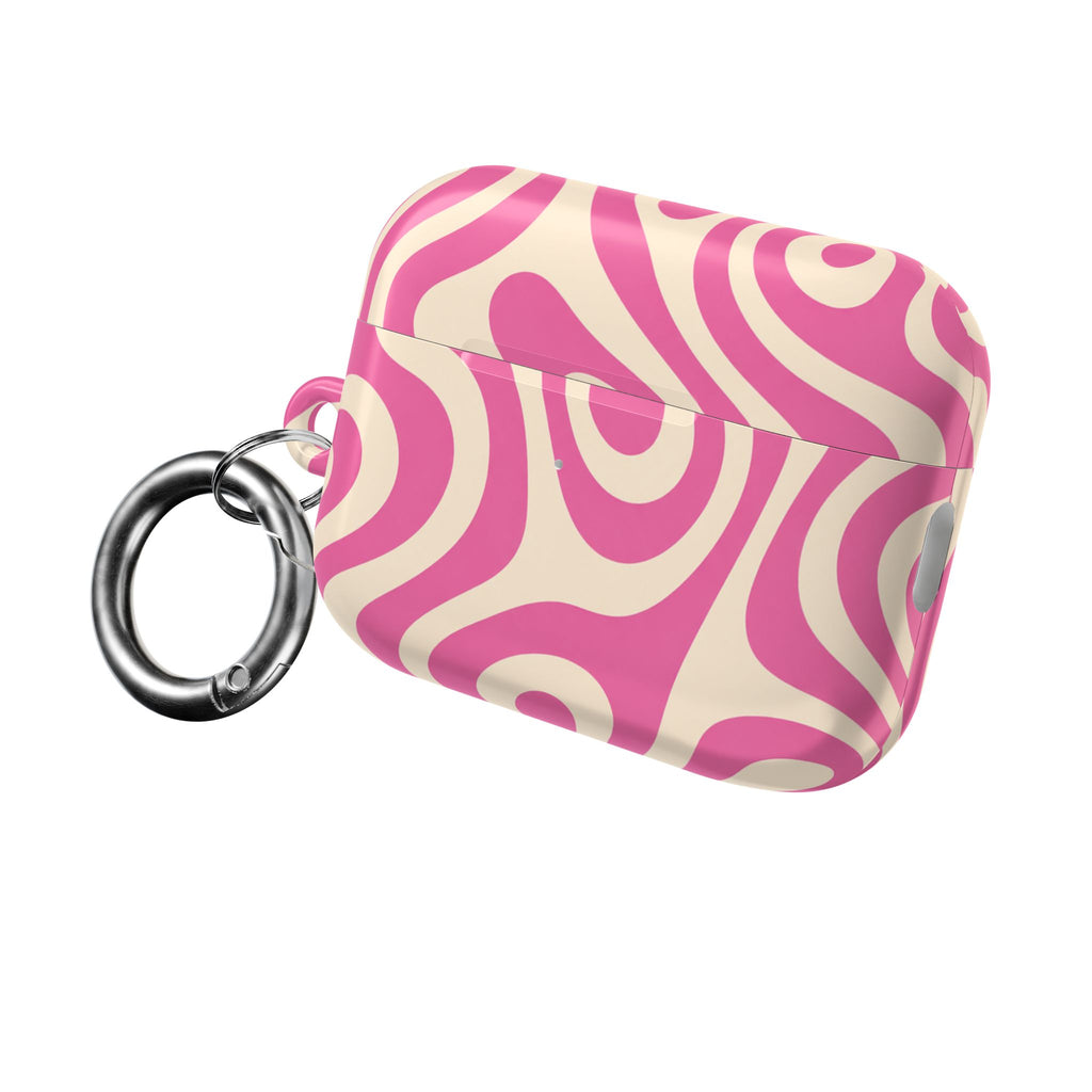 Pink Retro Swirl AirPod Case — Funky 70s Vibe Protective Cover