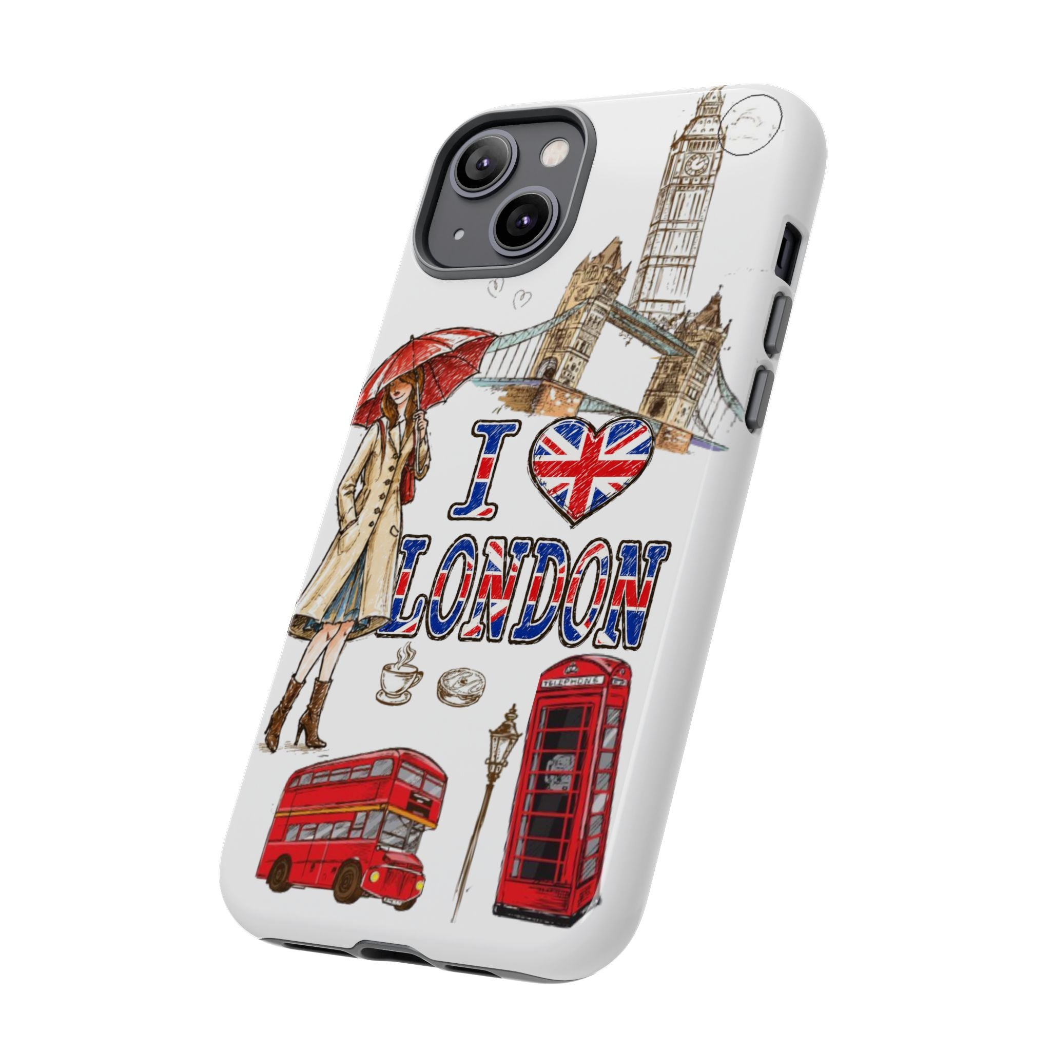 I Love London Illustrated Collage phone case | Tough Case