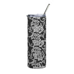 20oz Stainless Tumbler — Black Lace Floral Skinny Travel Cup