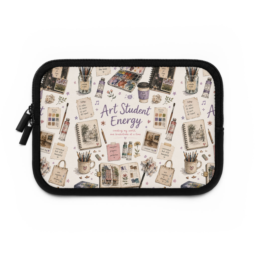 Art Student Energy Laptop Sleeve — Watercolor Art Supplies Pattern