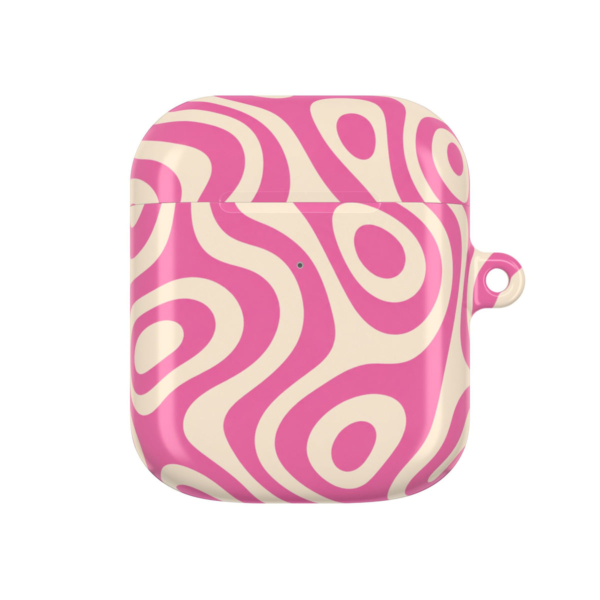 Funda protectora para AirPods con diseño retro en espiral rosa — Estilo funky de los 70