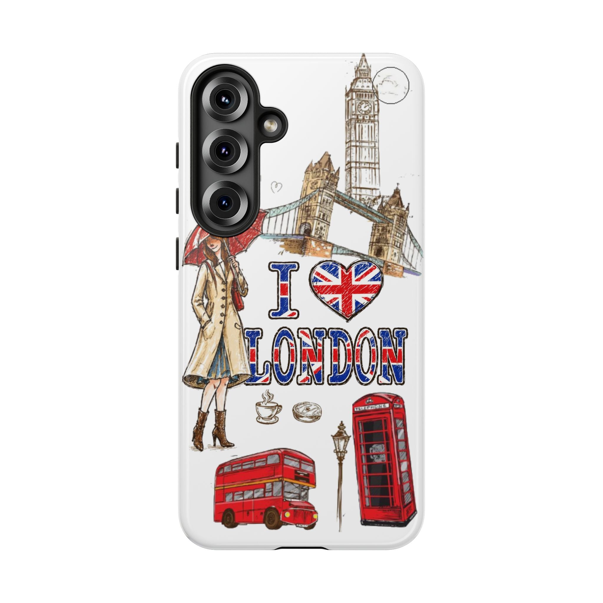 I Love London Illustrated Collage phone case | Tough Case