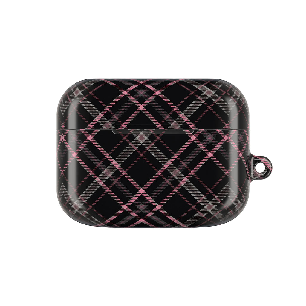 Plaid Pink & Black AirPod Case — Stylish Protective Charging Case
