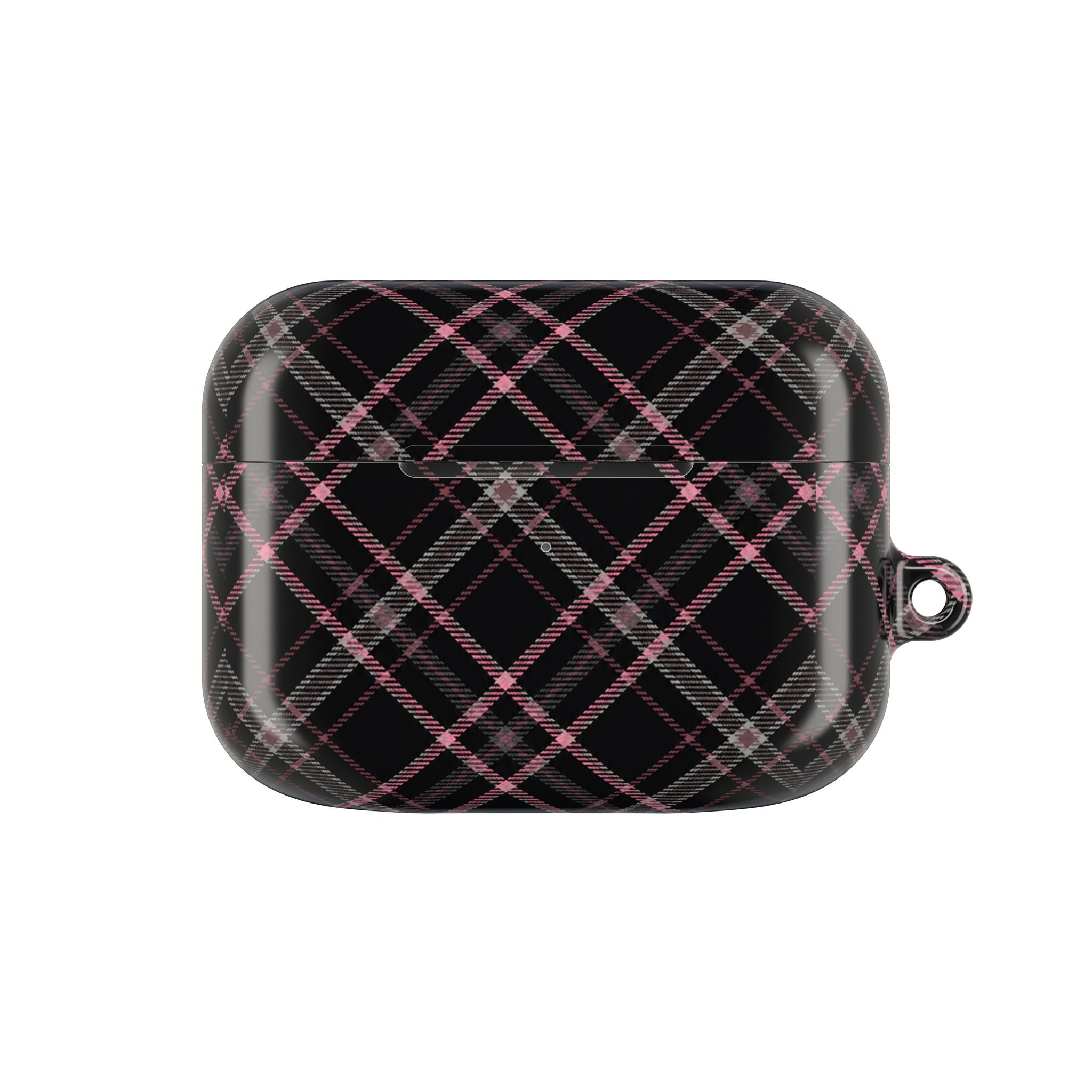 Plaid Pink & Black AirPod Case — Stylish Protective Charging Case