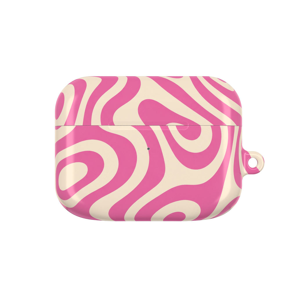 Pink Retro Swirl AirPod Case — Funky 70s Vibe Protective Cover