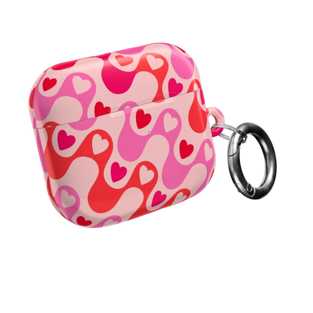 Heart Pattern AirPod Case — Pink Retro Love Protective Cover