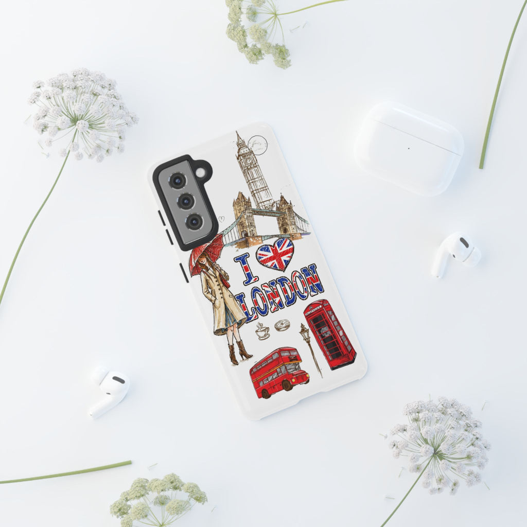 I Love London Illustrated Collage phone case | Tough Case