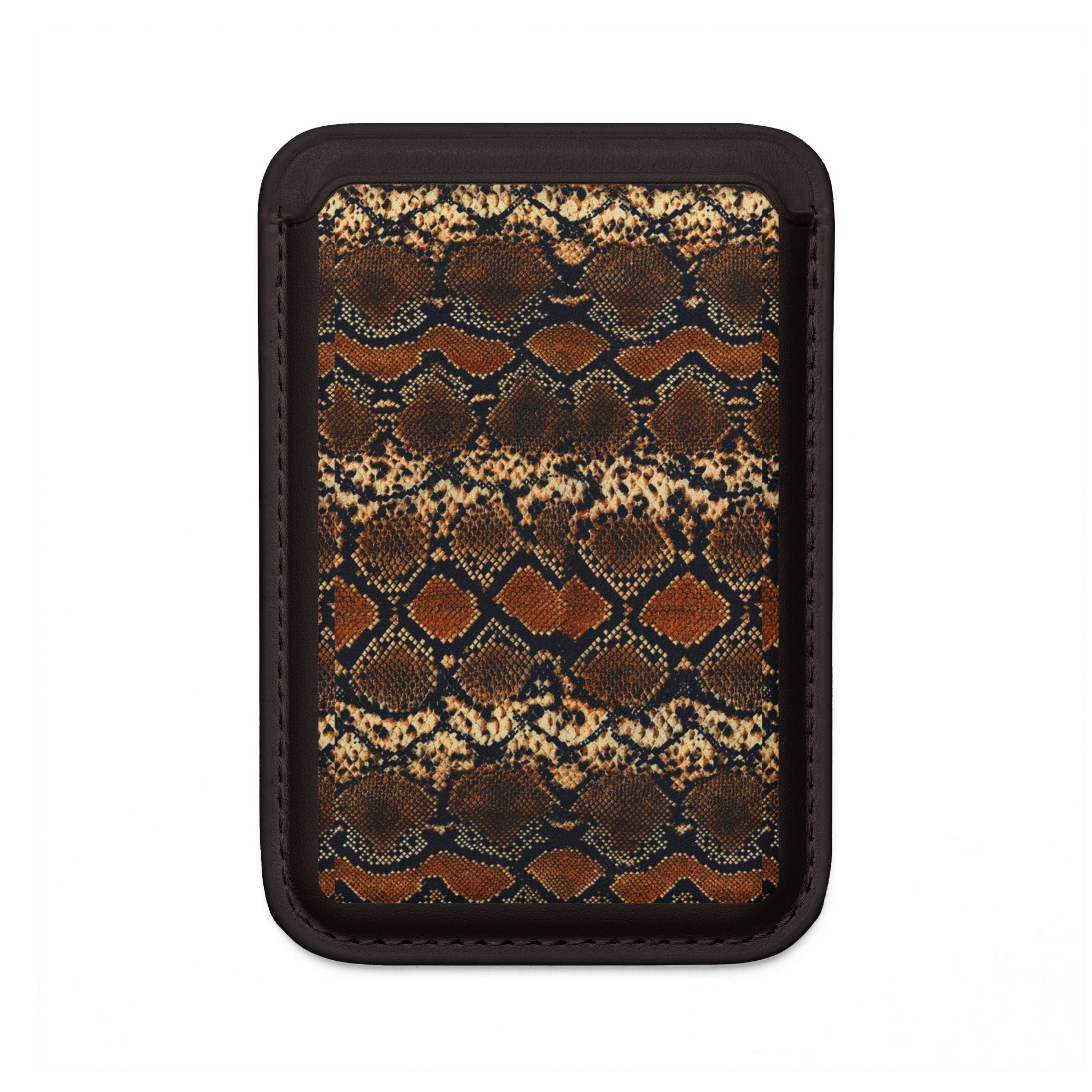 Brown Snakeprint Vegan MagSafe Wallet