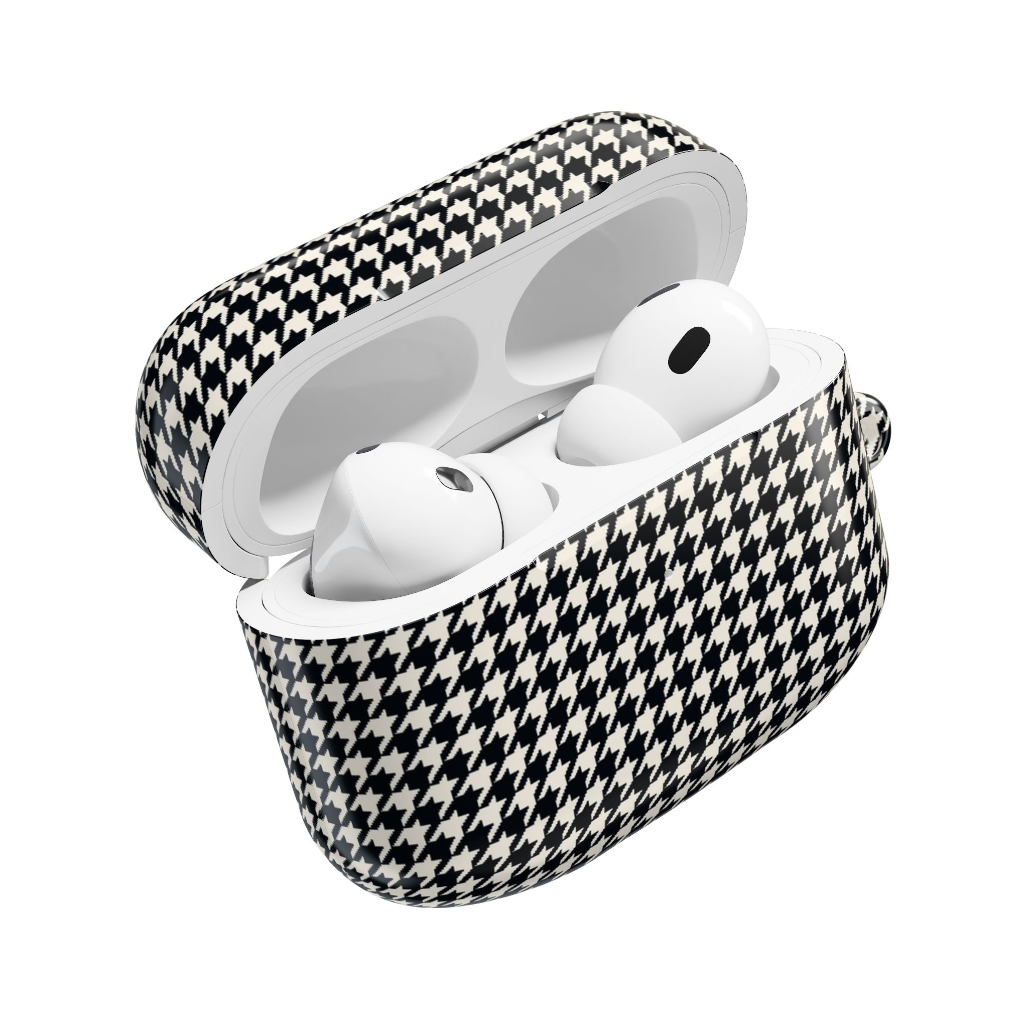 Houndstooth AirPod Case — Black & White Retro Pattern Protective Cover