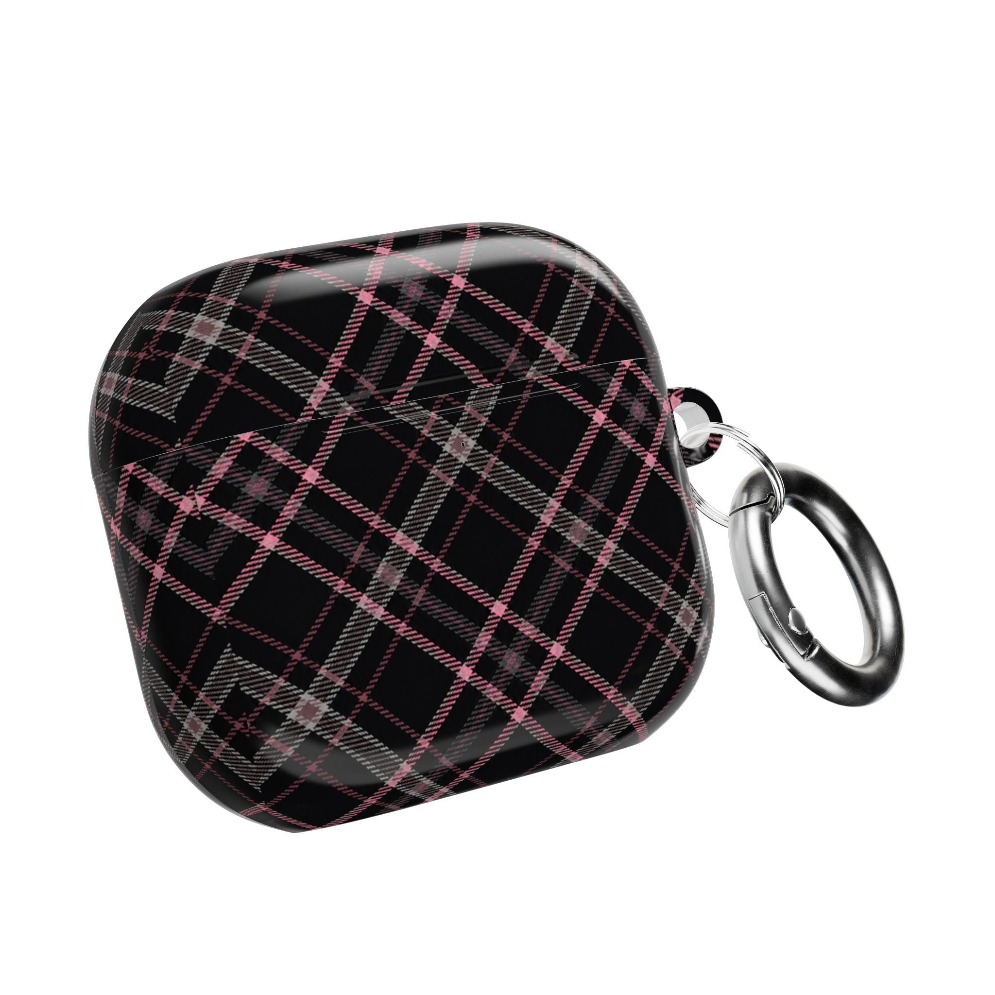 Plaid Pink & Black AirPod Case — Stylish Protective Charging Case