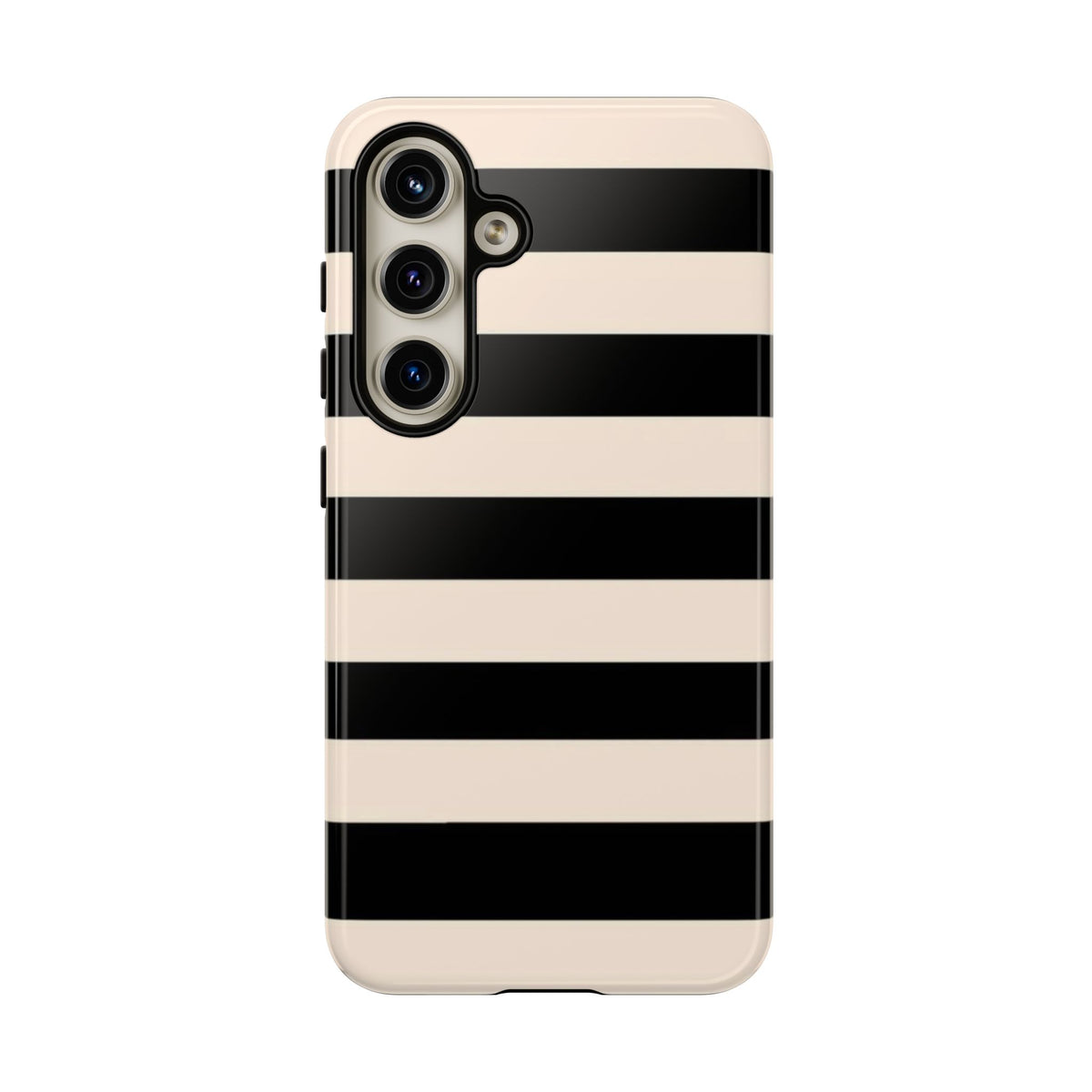 Black & Cream Striped - Tough Phone Case