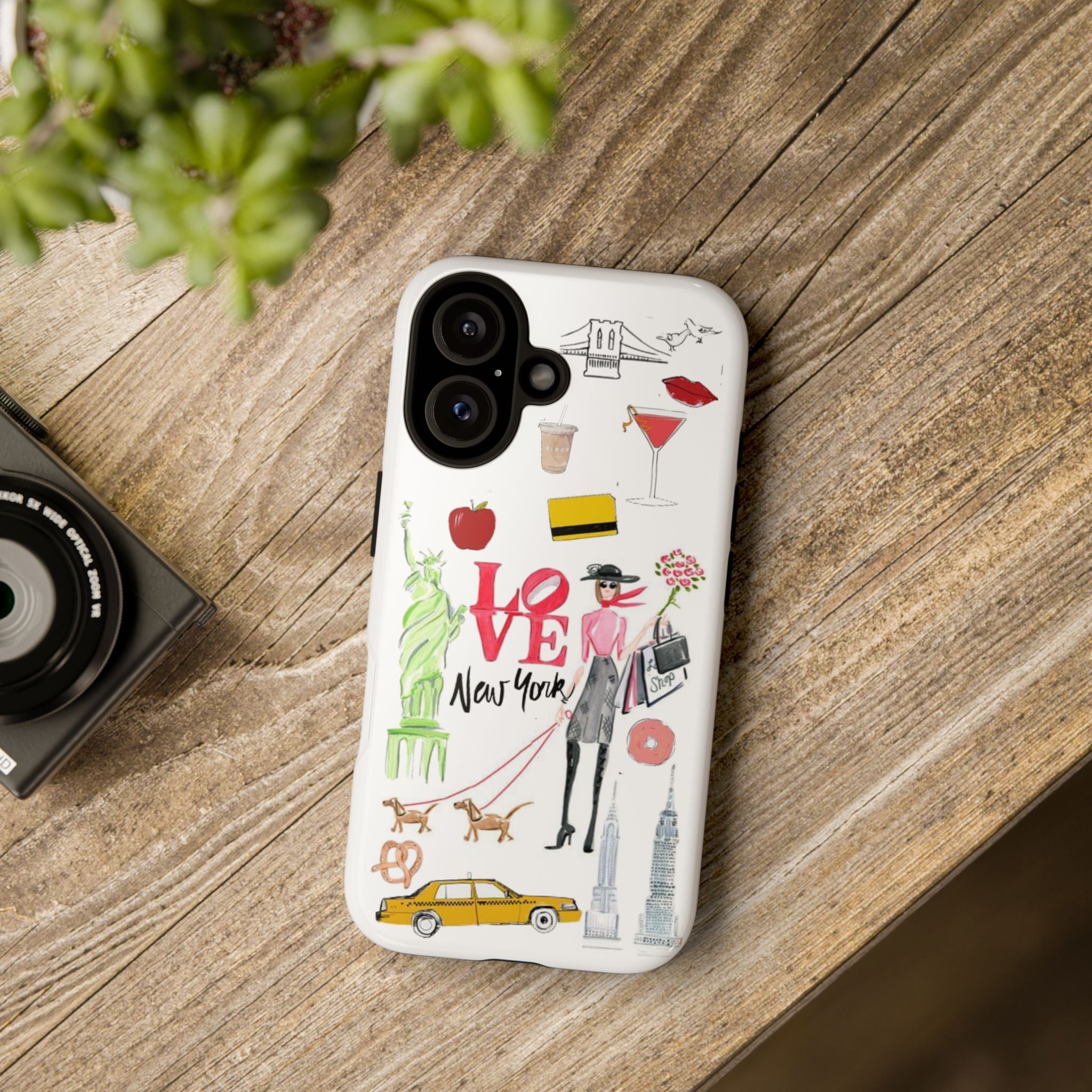 New York Icons Protective Phone Case — 'Love New York' Illustrated City Collage