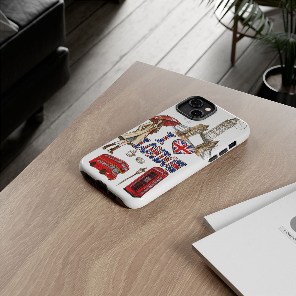 I Love London Illustrated Collage phone case | Tough Case
