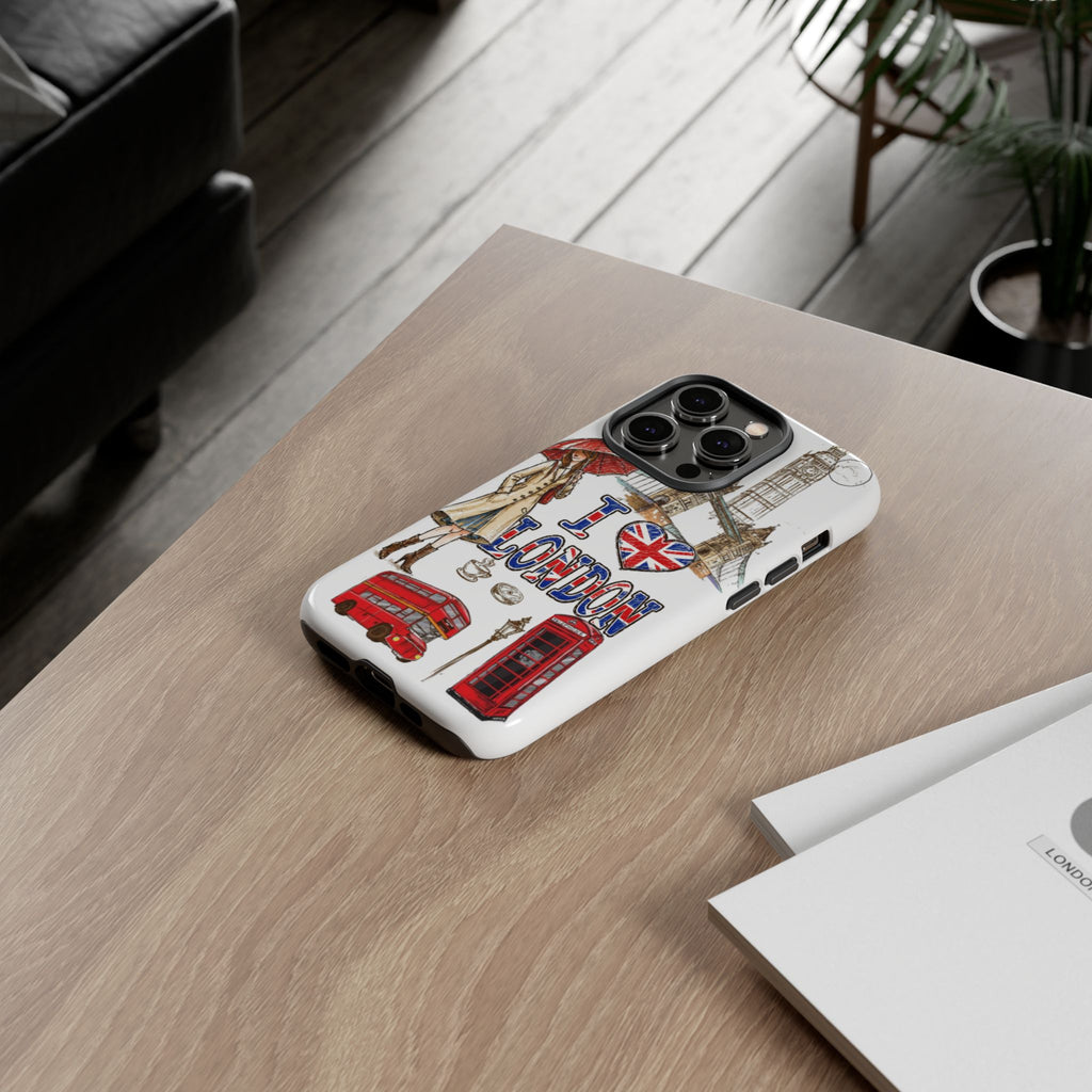 I Love London Illustrated Collage phone case | Tough Case