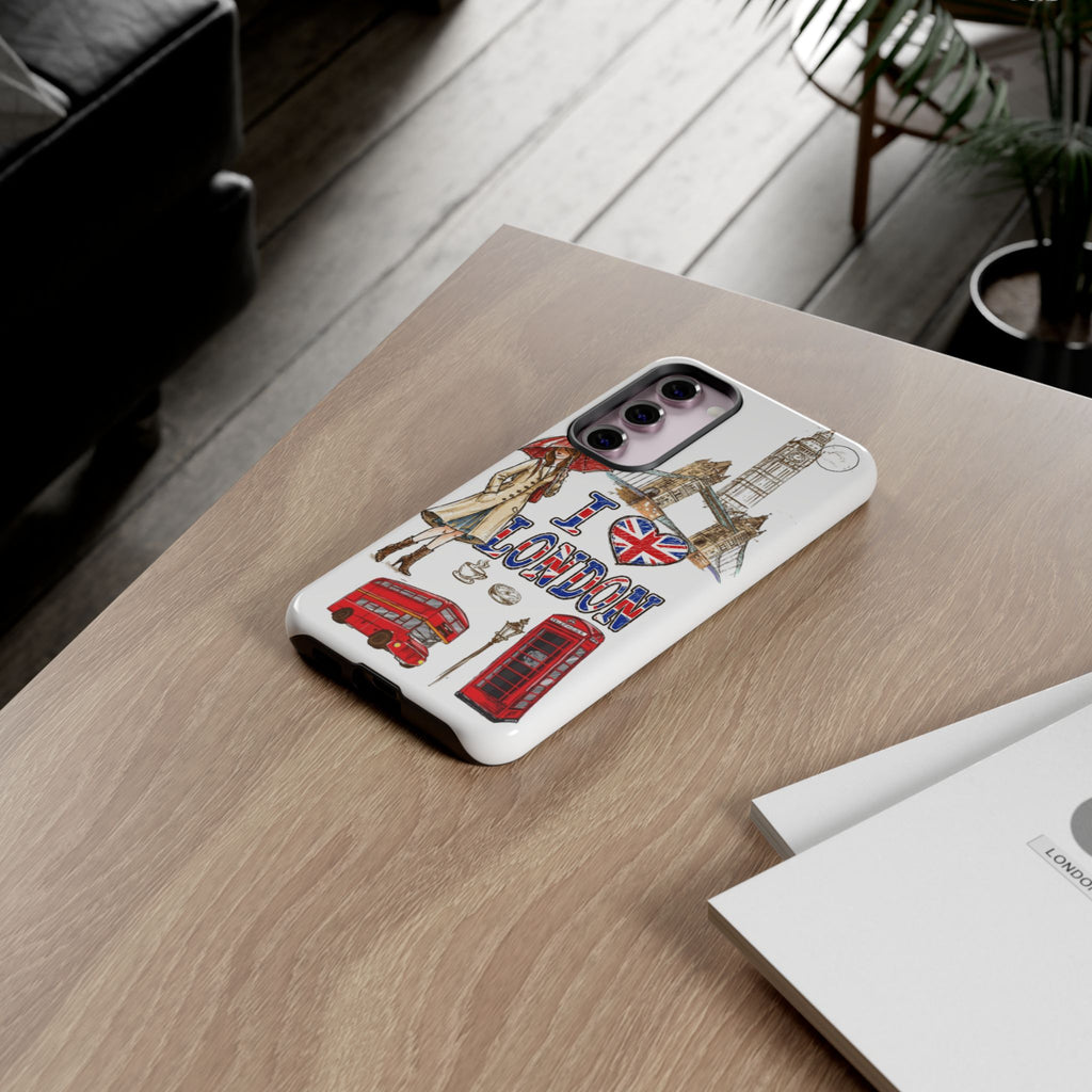 I Love London Illustrated Collage phone case | Tough Case