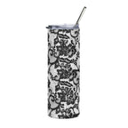 20oz Stainless Tumbler — Black Lace Floral Skinny Travel Cup