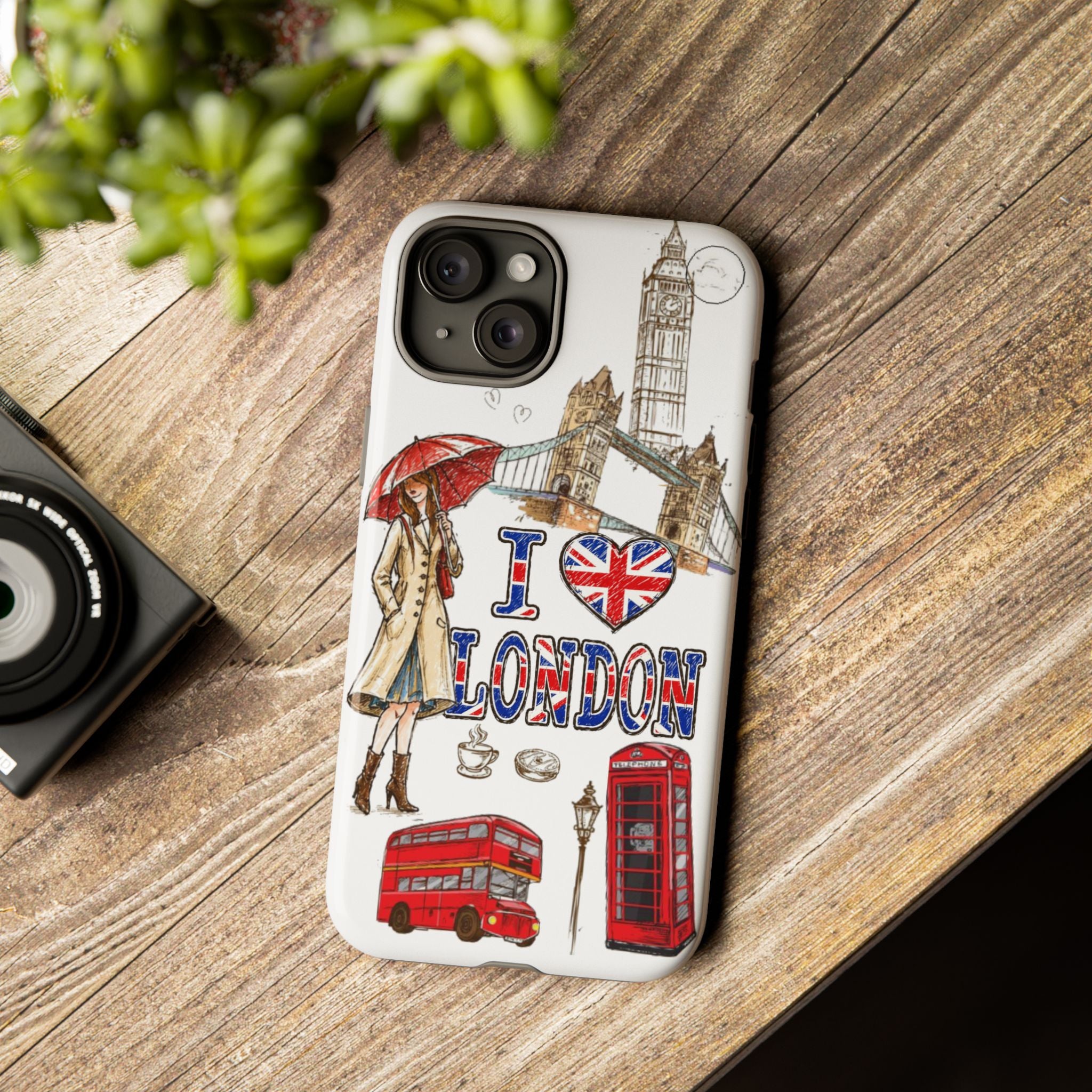 I Love London Illustrated Collage phone case | Tough Case