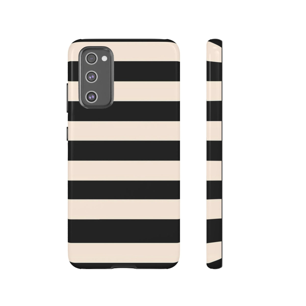 Black & Cream Striped - Tough Phone Case