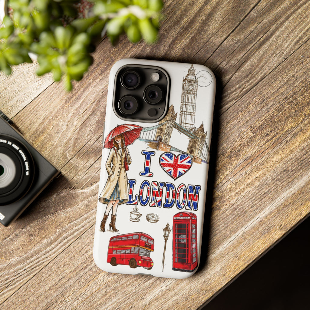 I Love London Illustrated Collage phone case | Tough Case