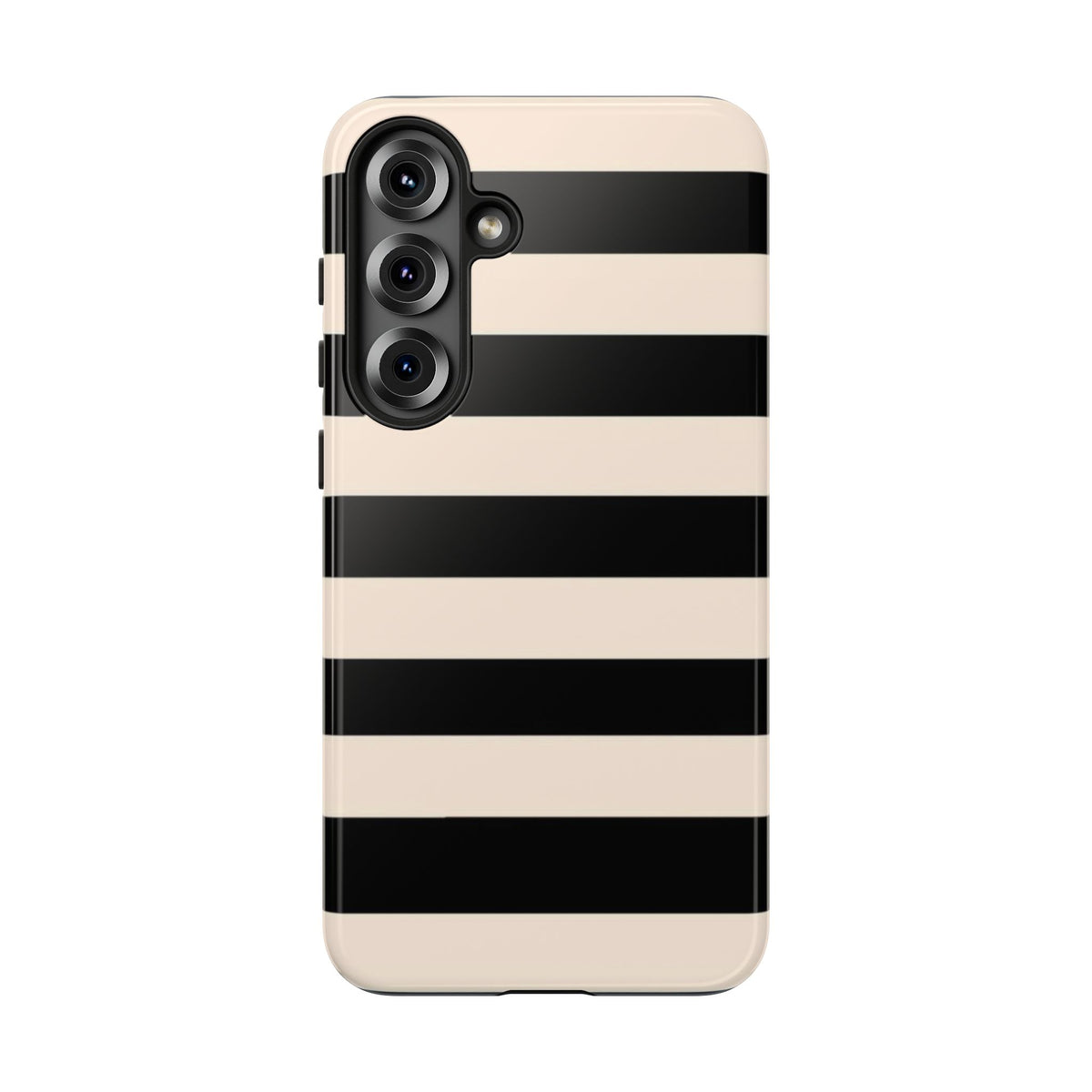 Black & Cream Striped - Tough Phone Case
