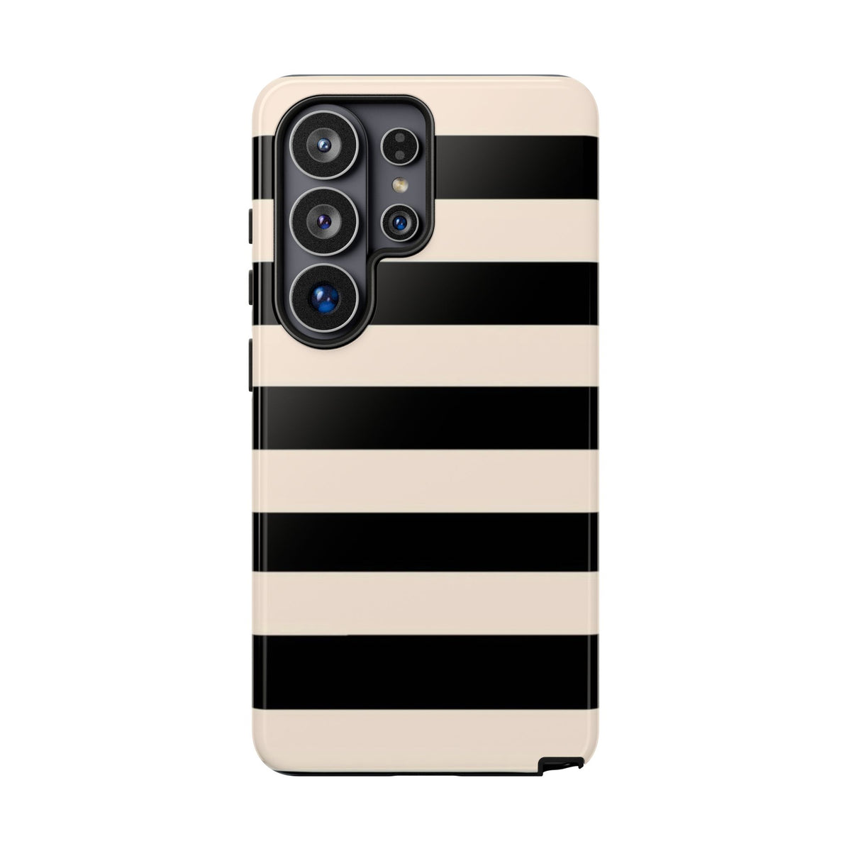 Black & Cream Striped - Tough Phone Case