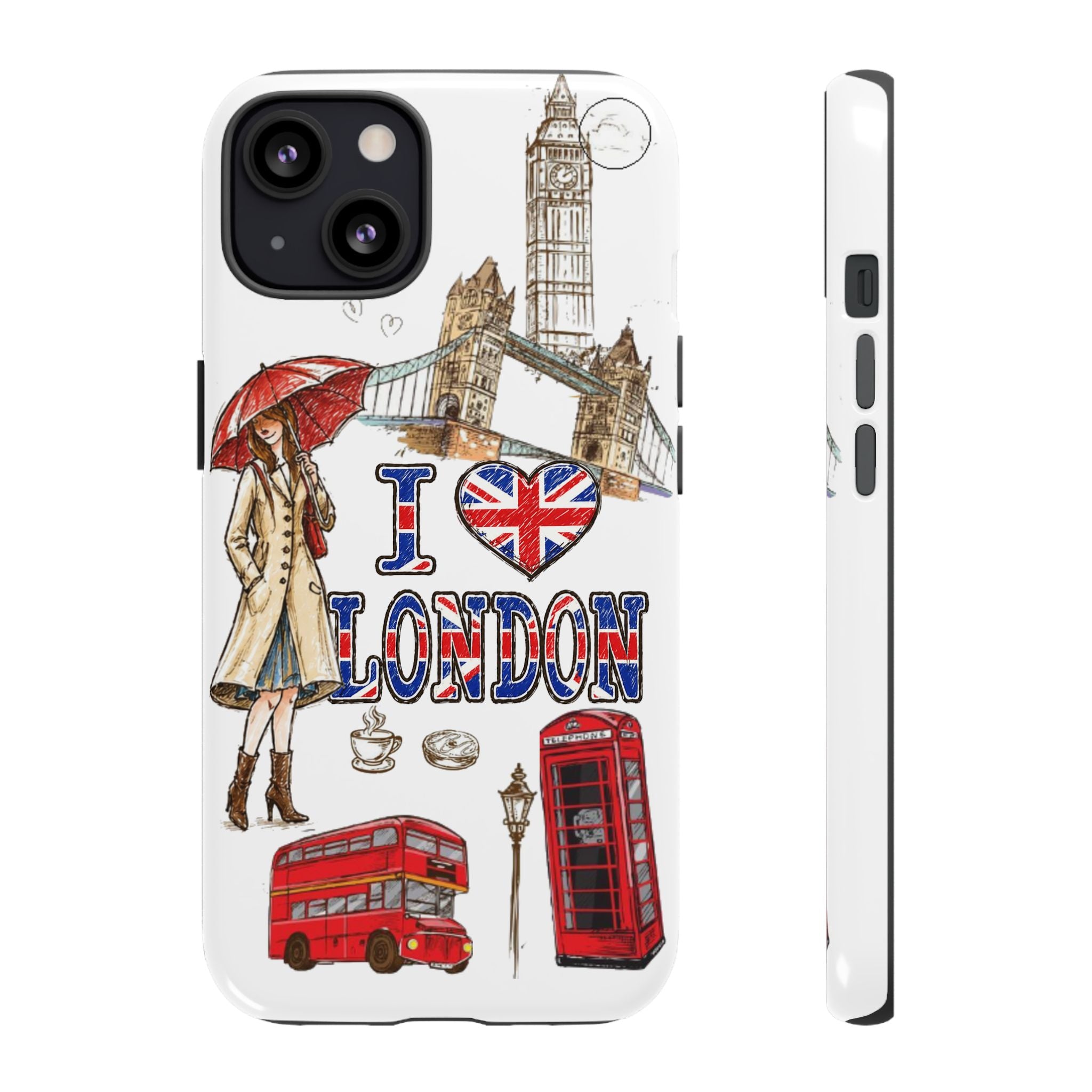 I Love London Illustrated Collage phone case | Tough Case