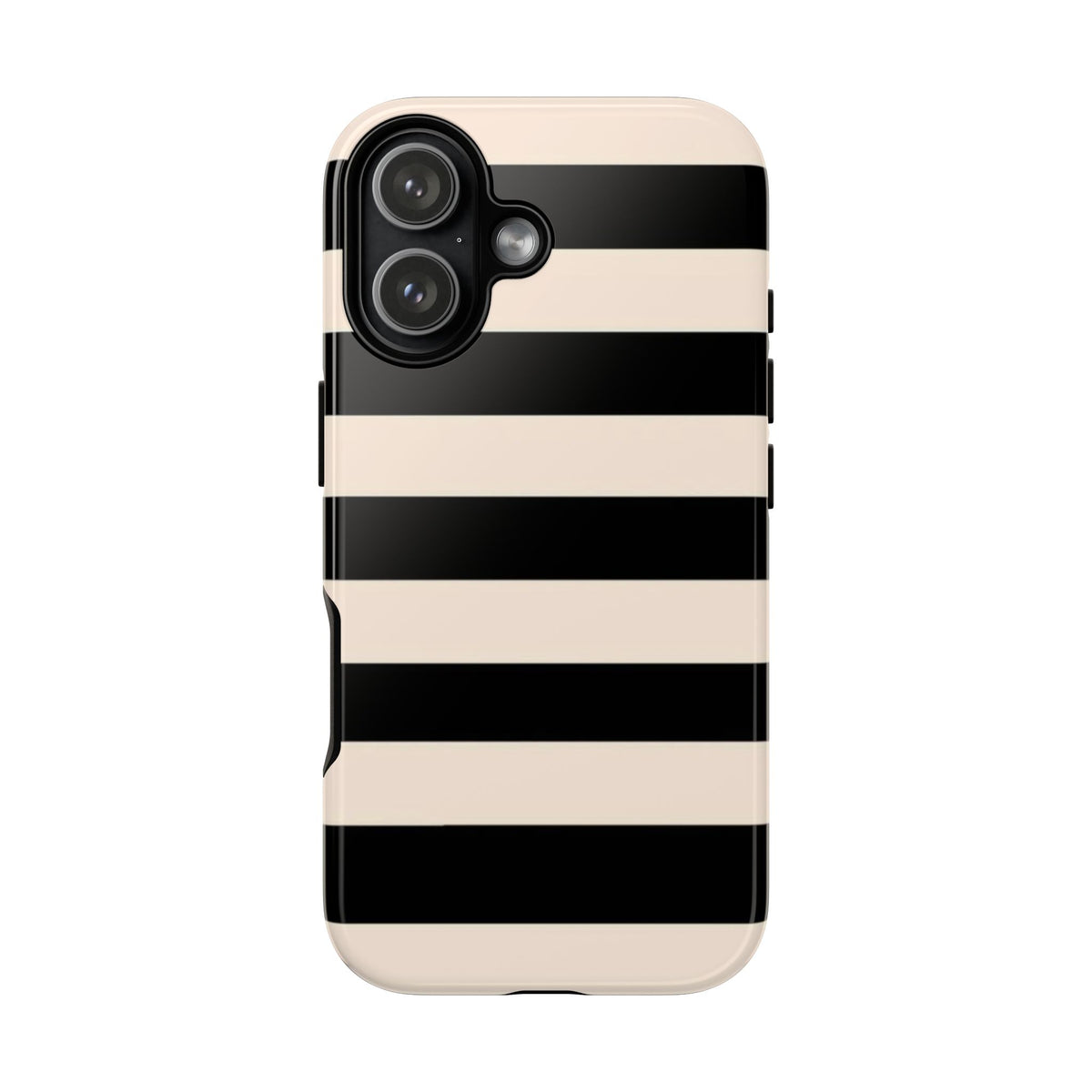 Black & Cream Striped - Tough Phone Case