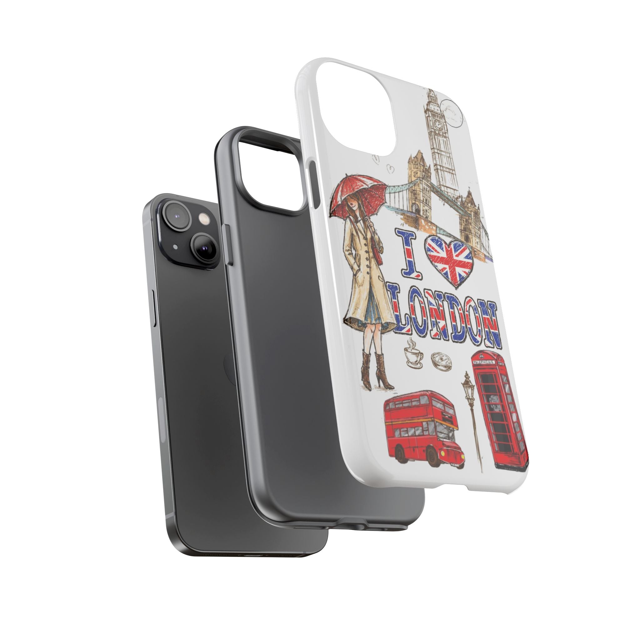 I Love London Illustrated Collage phone case | Tough Case