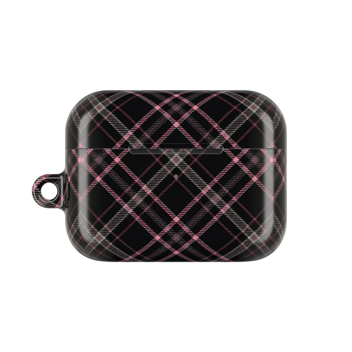 Funda a cuadros rosa y negra para AirPods - Estuche protector de carga elegante