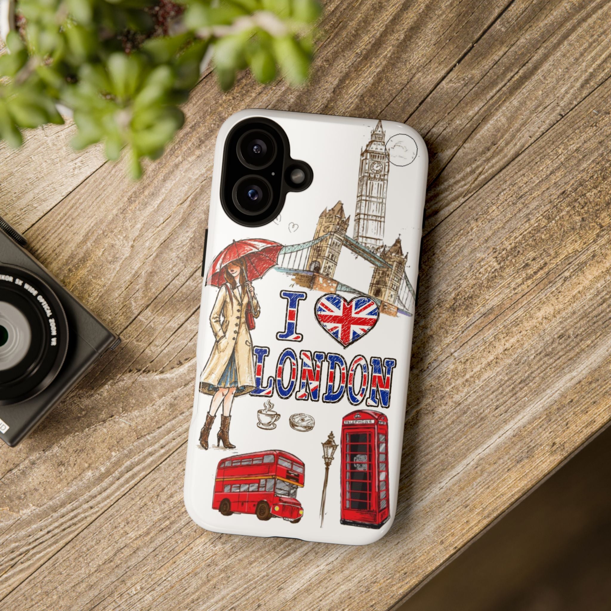 I Love London Illustrated Collage phone case | Tough Case