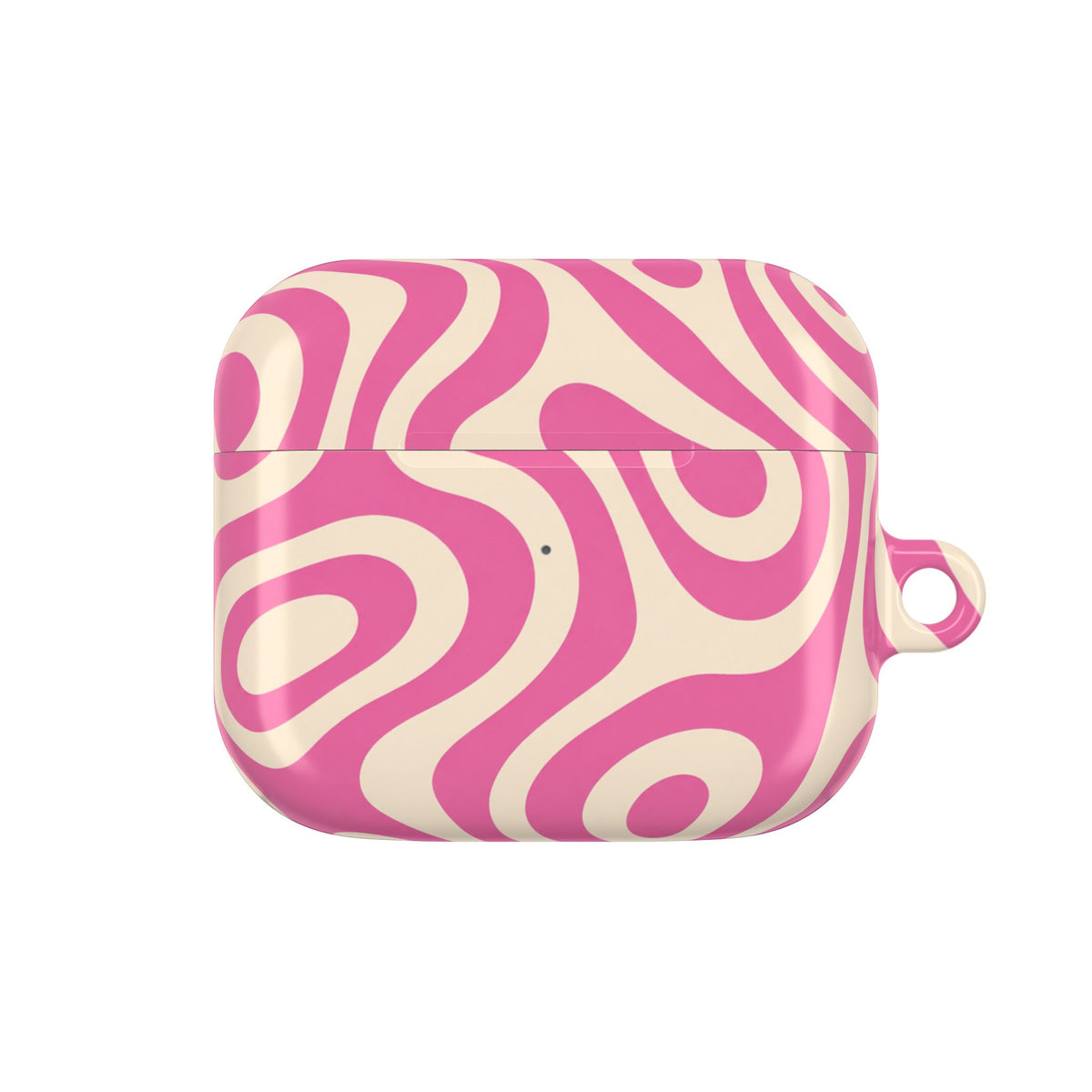 Funda protectora para AirPods con diseño retro en espiral rosa — Estilo funky de los 70
