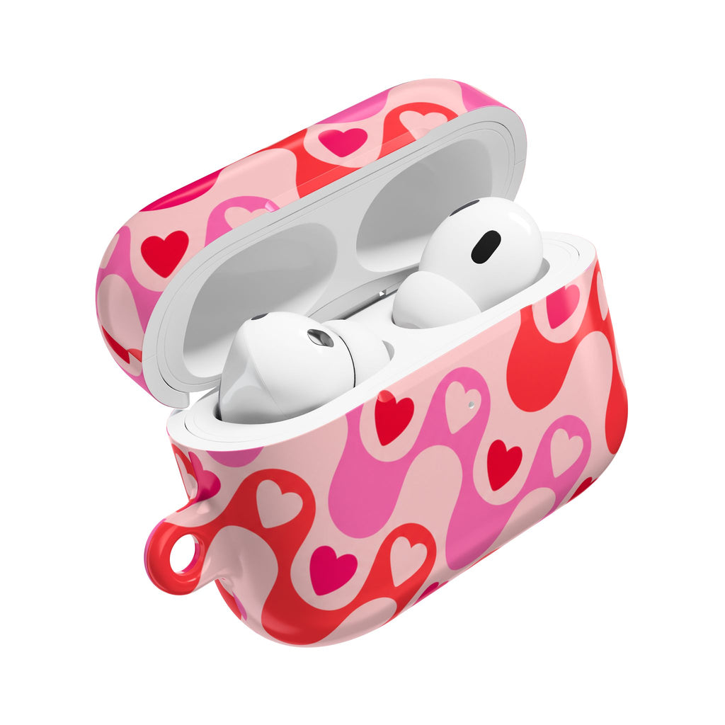 Heart Pattern AirPod Case — Pink Retro Love Protective Cover