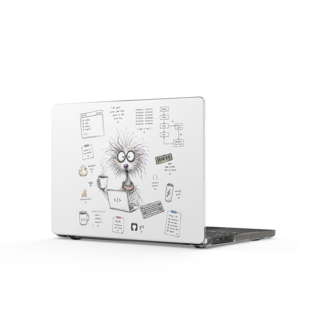 Clear MacBook Case — 'Coder Chaos' Funny Programmer Design