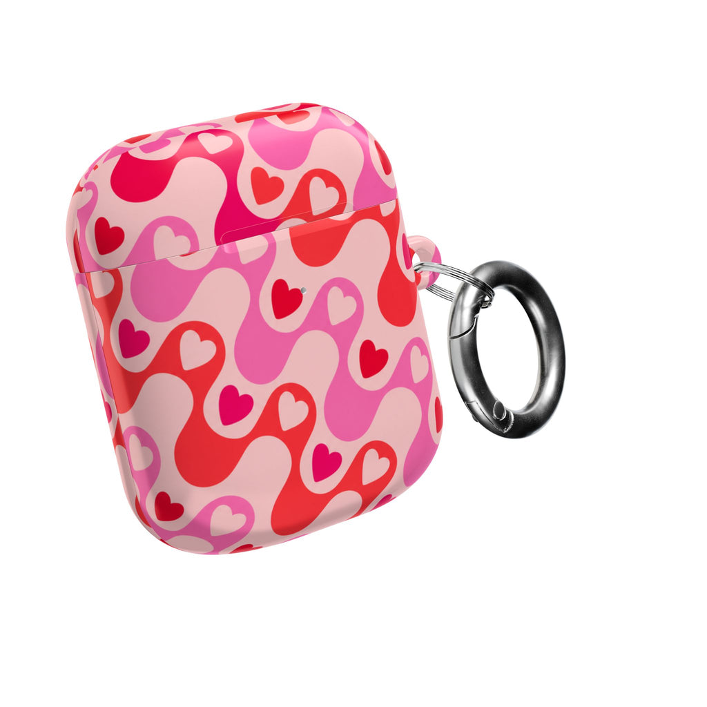 Heart Pattern AirPod Case — Pink Retro Love Protective Cover