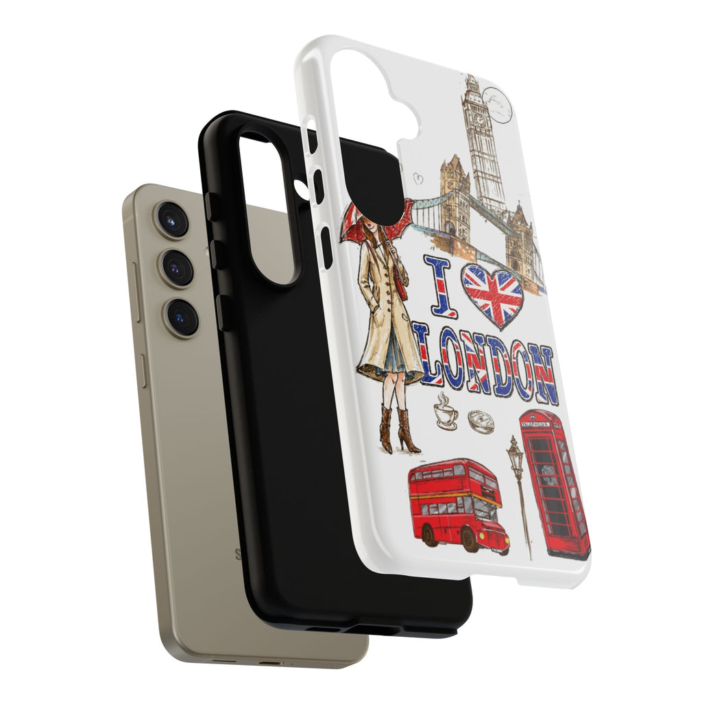 I Love London Illustrated Collage phone case | Tough Case