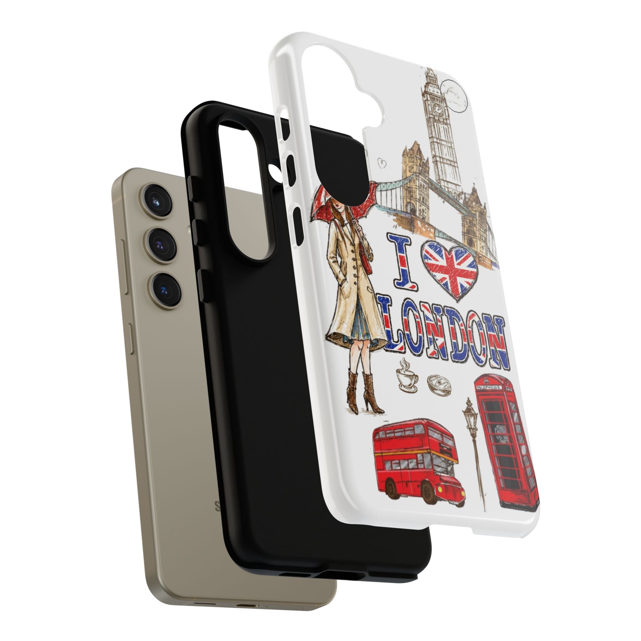 I Love London Illustrated Collage phone case | Tough Case