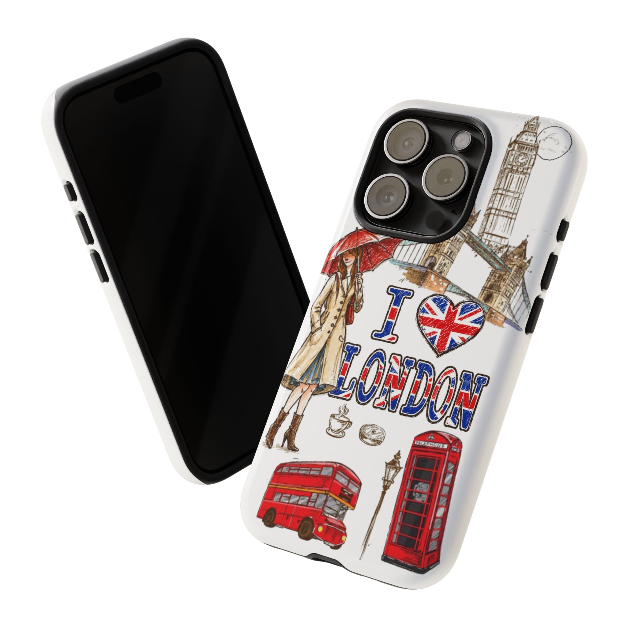 I Love London Illustrated Collage phone case | Tough Case