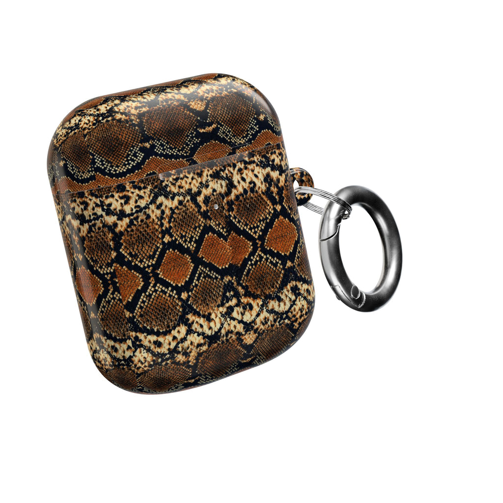 Snake Print AirPod Case — Brown Python Pattern Protective Cover