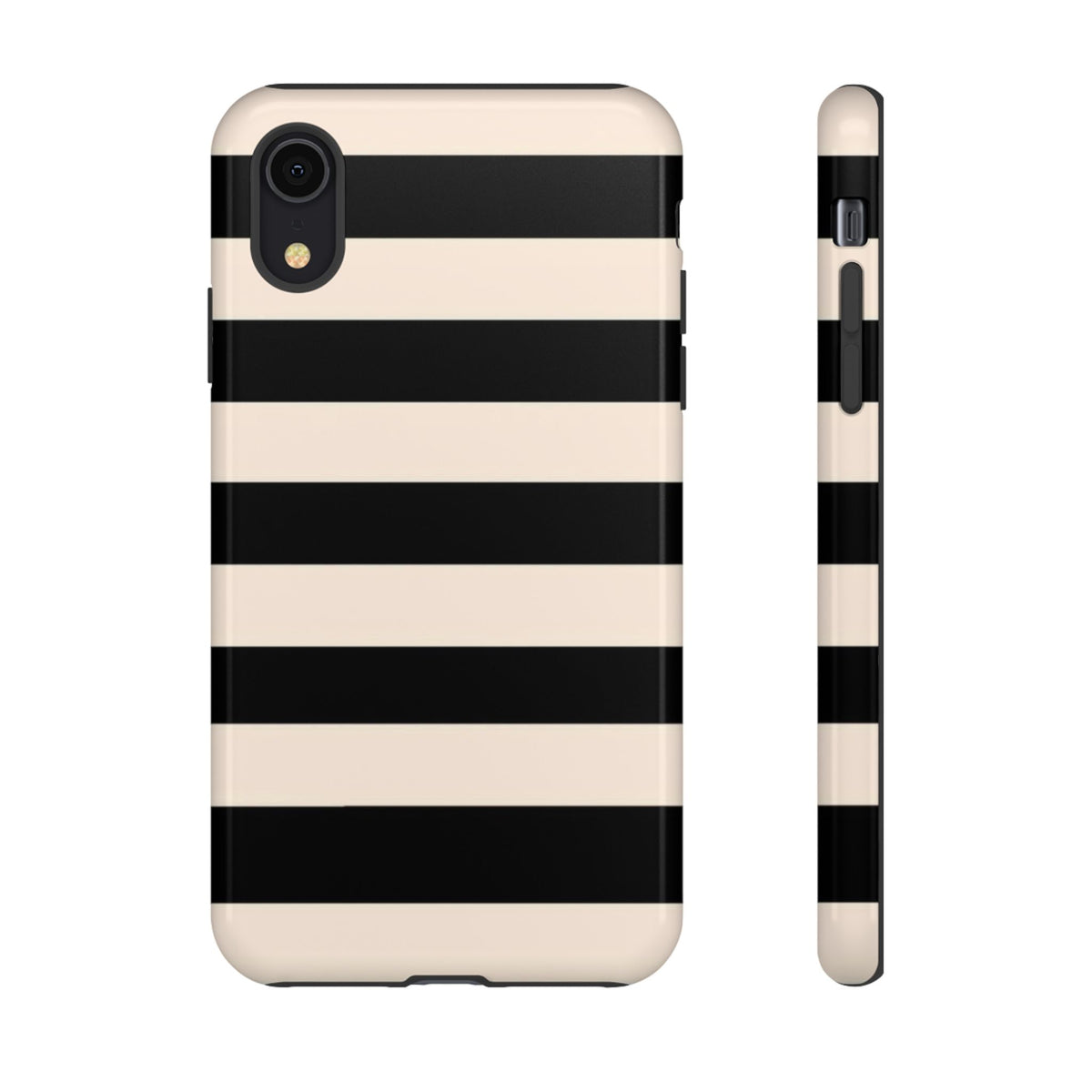 Black & Cream Striped - Tough Phone Case