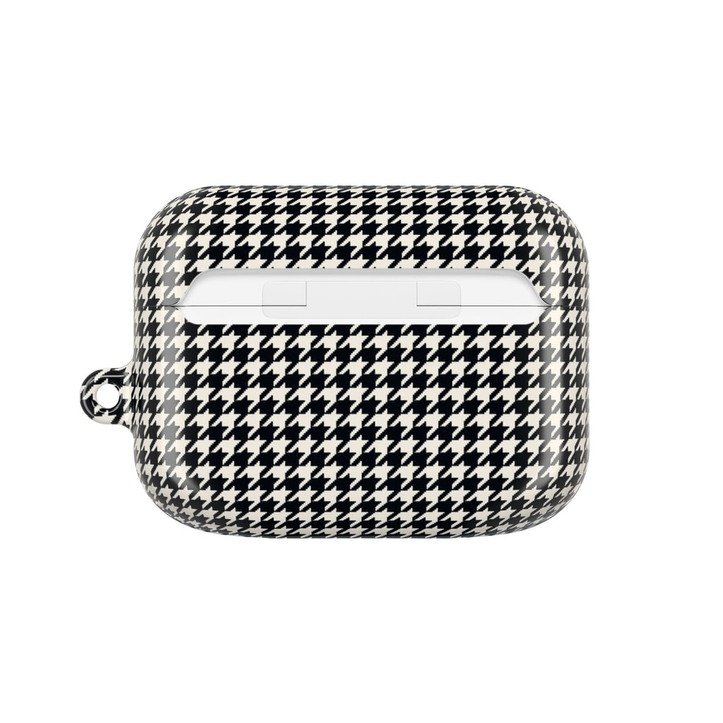 Houndstooth AirPod Case — Black & White Retro Pattern Protective Cover