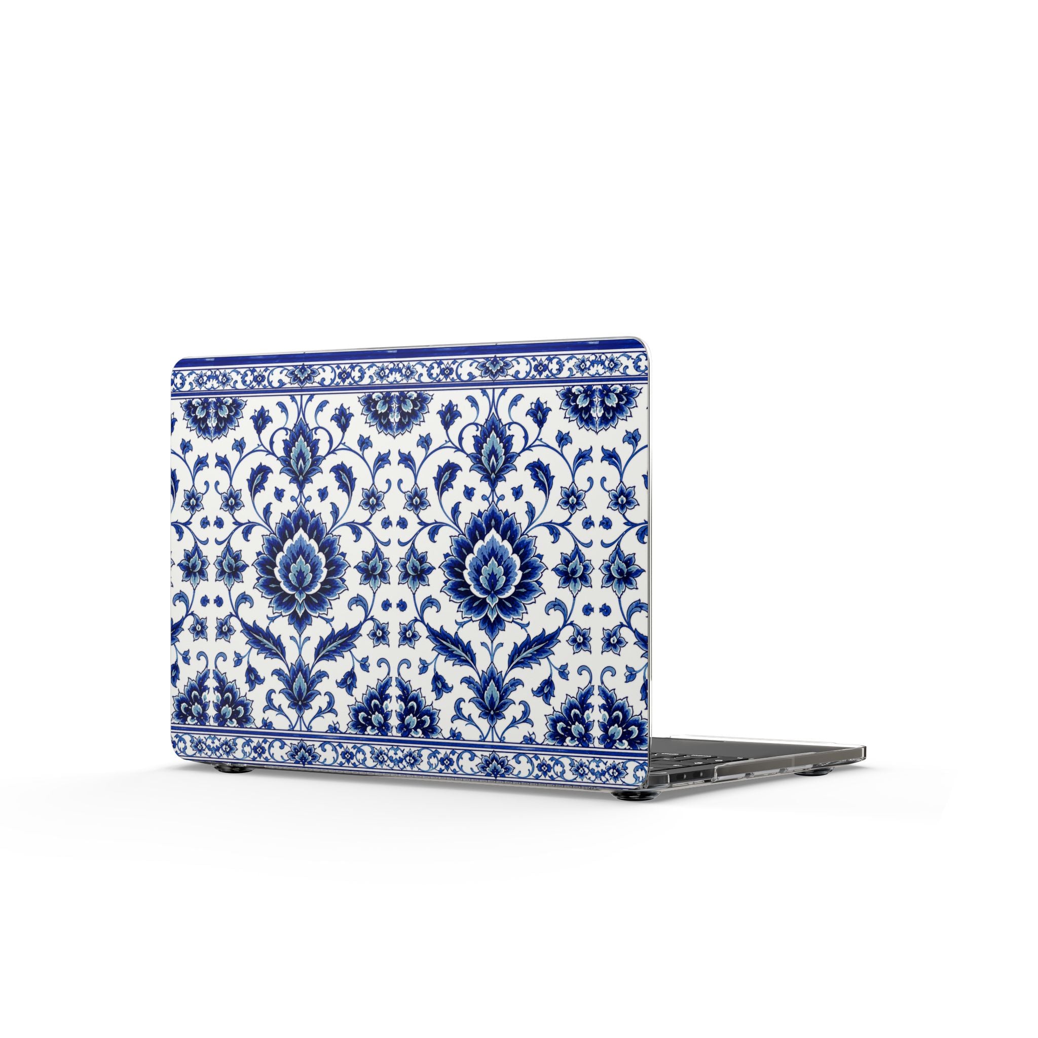 Blue Floral Damask MacBook Case — Clear Protective Laptop Cover