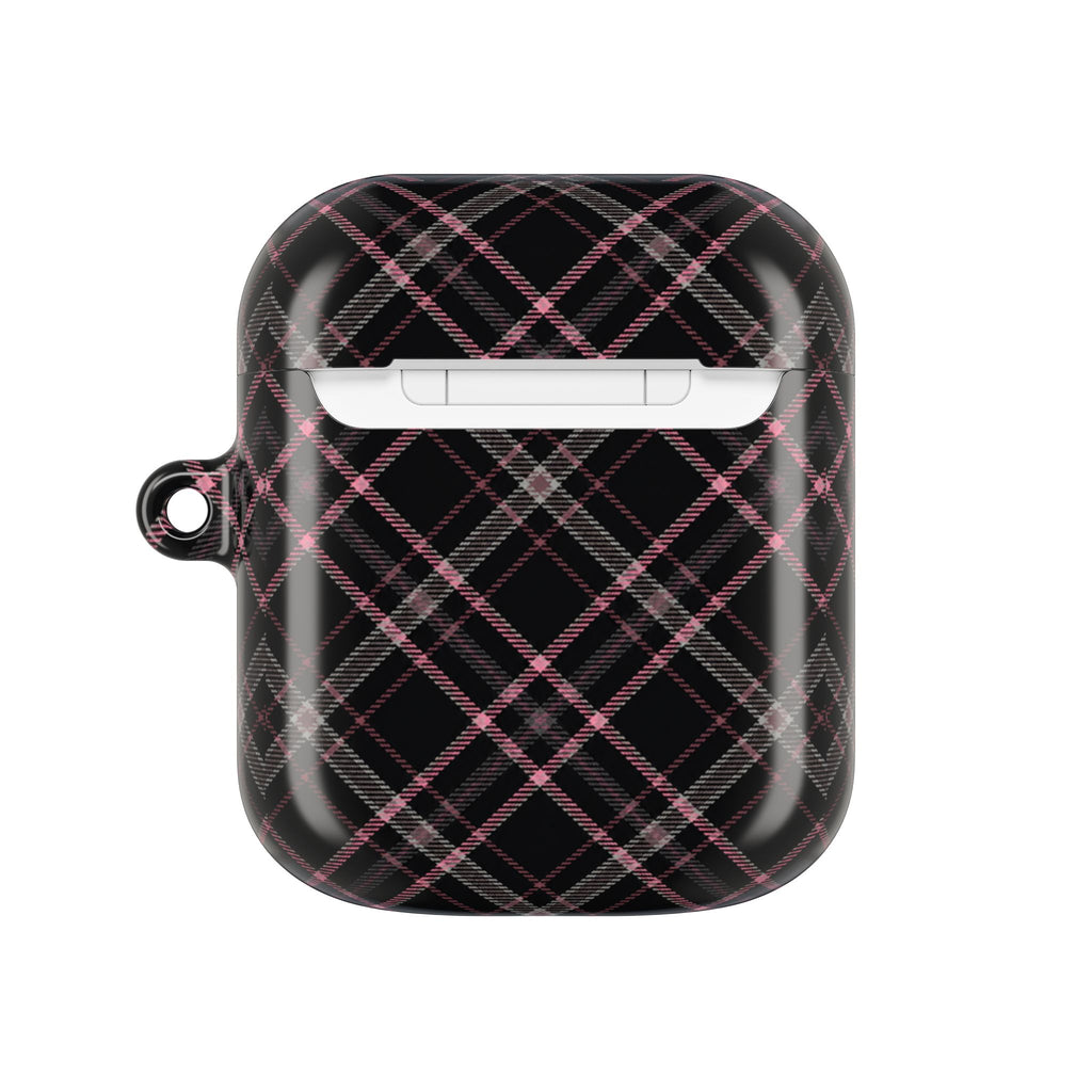 Plaid Pink & Black AirPod Case — Stylish Protective Charging Case