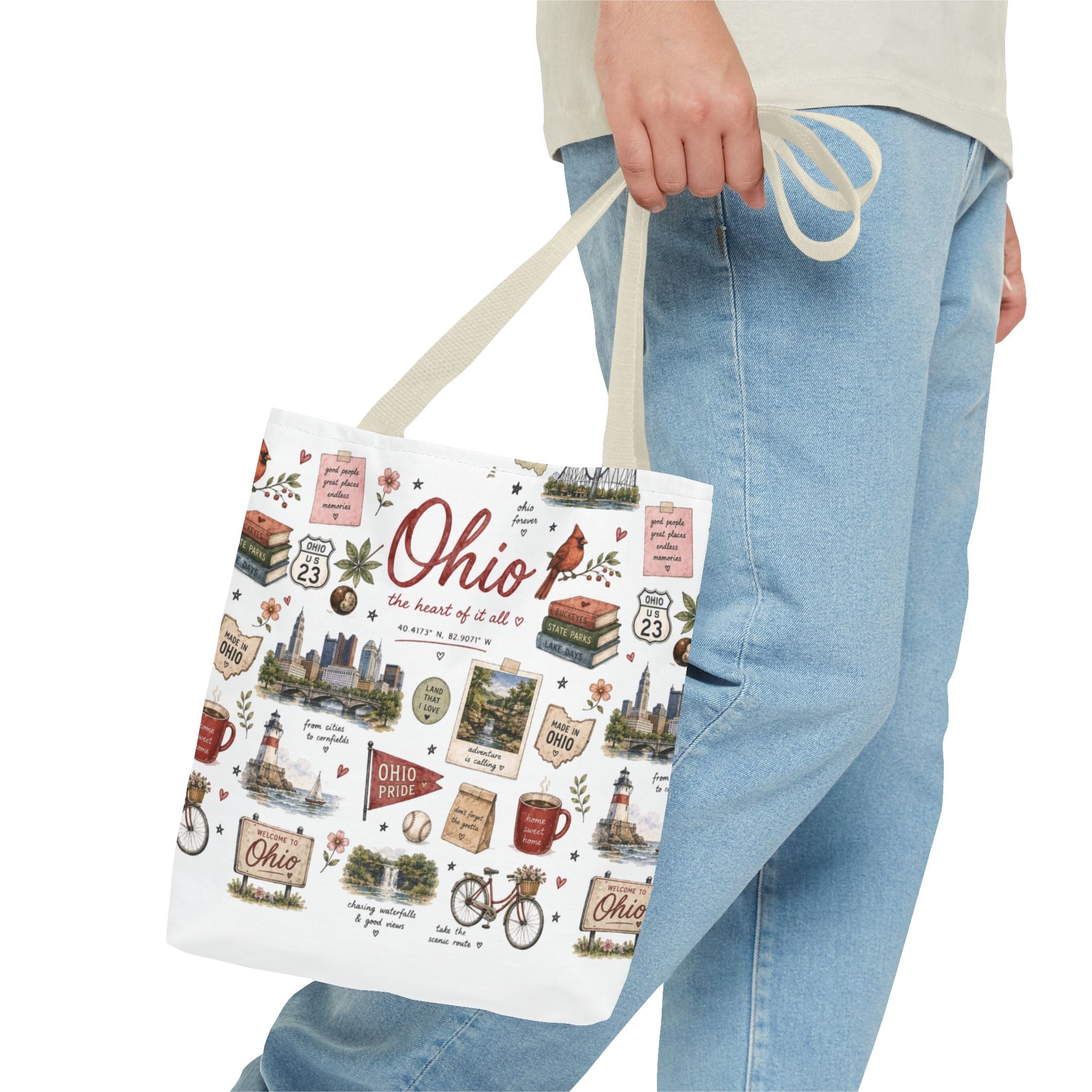 Ohio Illustrated Tote Bag — All-Over-Print Travel & Gift Tote