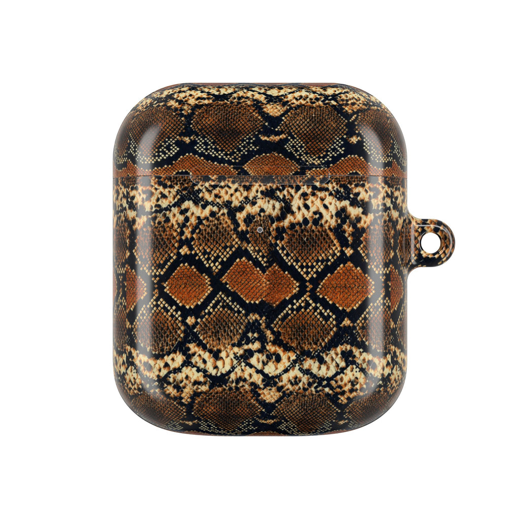 Snake Print AirPod Case — Brown Python Pattern Protective Cover