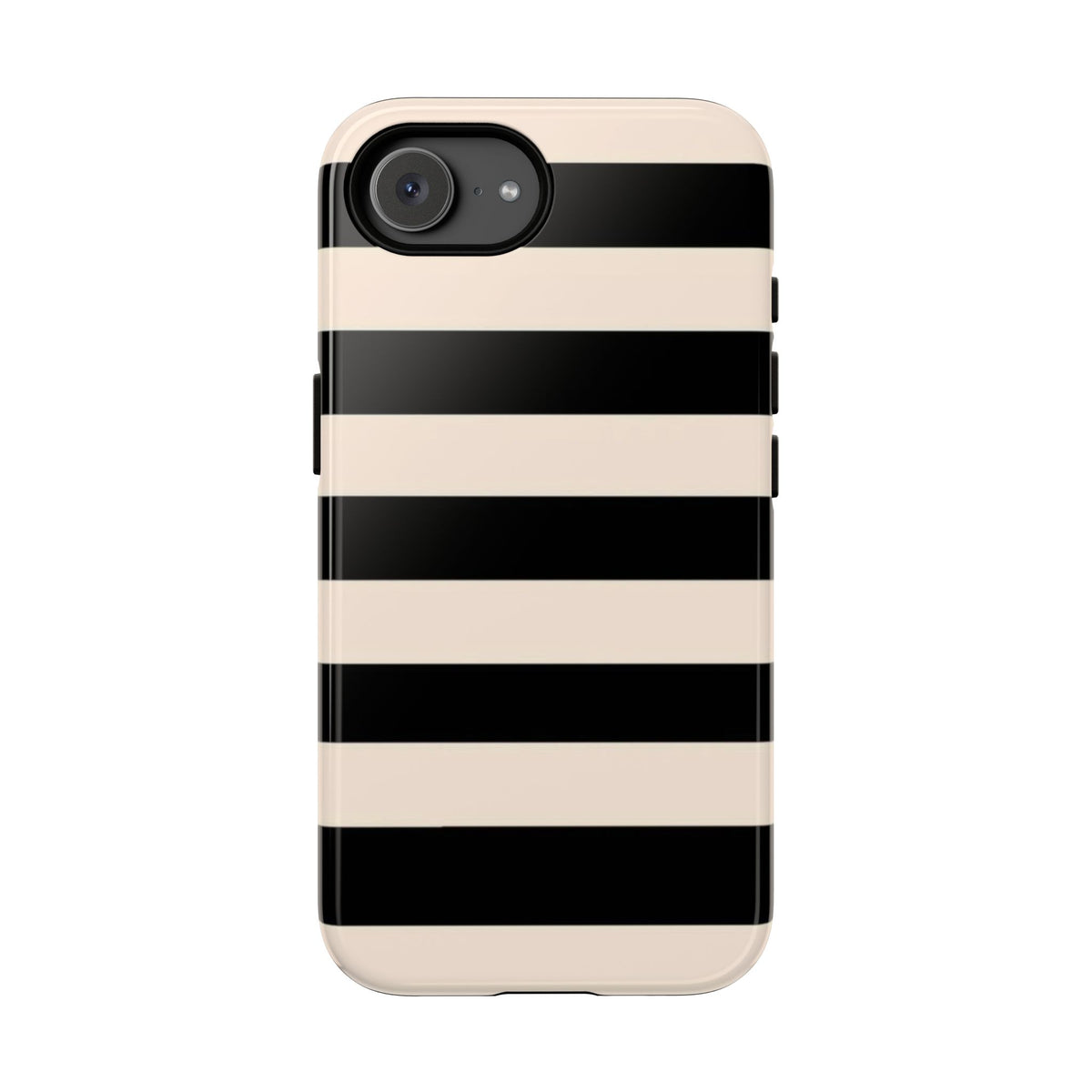 Black & Cream Striped - Tough Phone Case