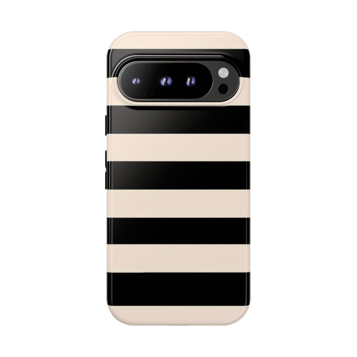 Black & Cream Striped - Tough Phone Case