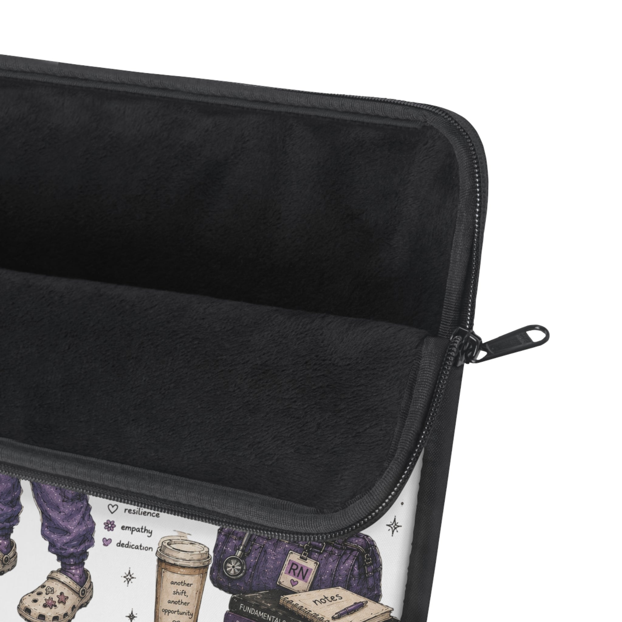 Cute Raccoon Nurse Laptop Sleeve — Nursing Student Gift, Scrubs & Coffee Design