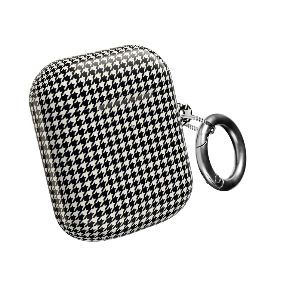 Houndstooth AirPod Case — Black & White Retro Pattern Protective Cover