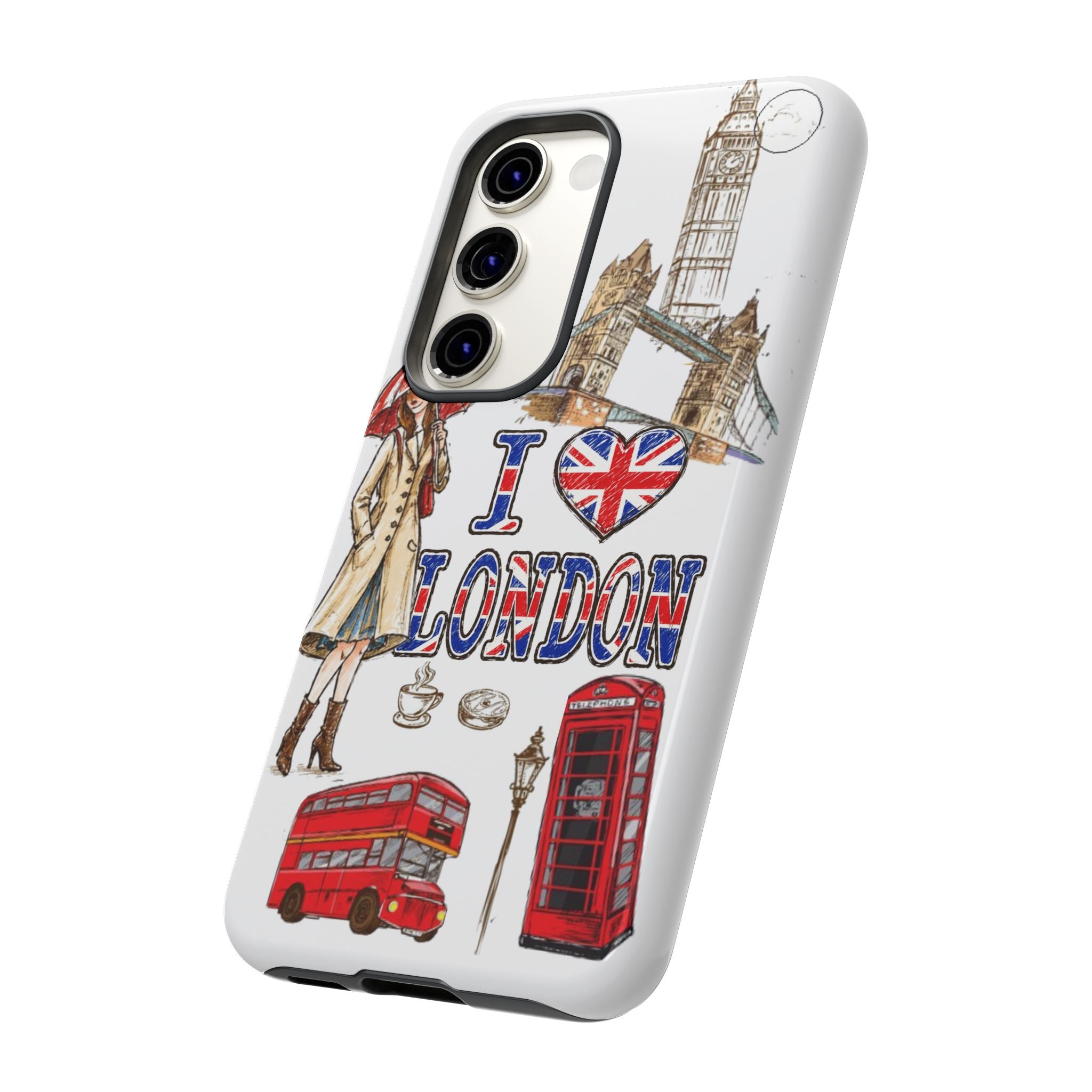 I Love London Illustrated Collage phone case | Tough Case